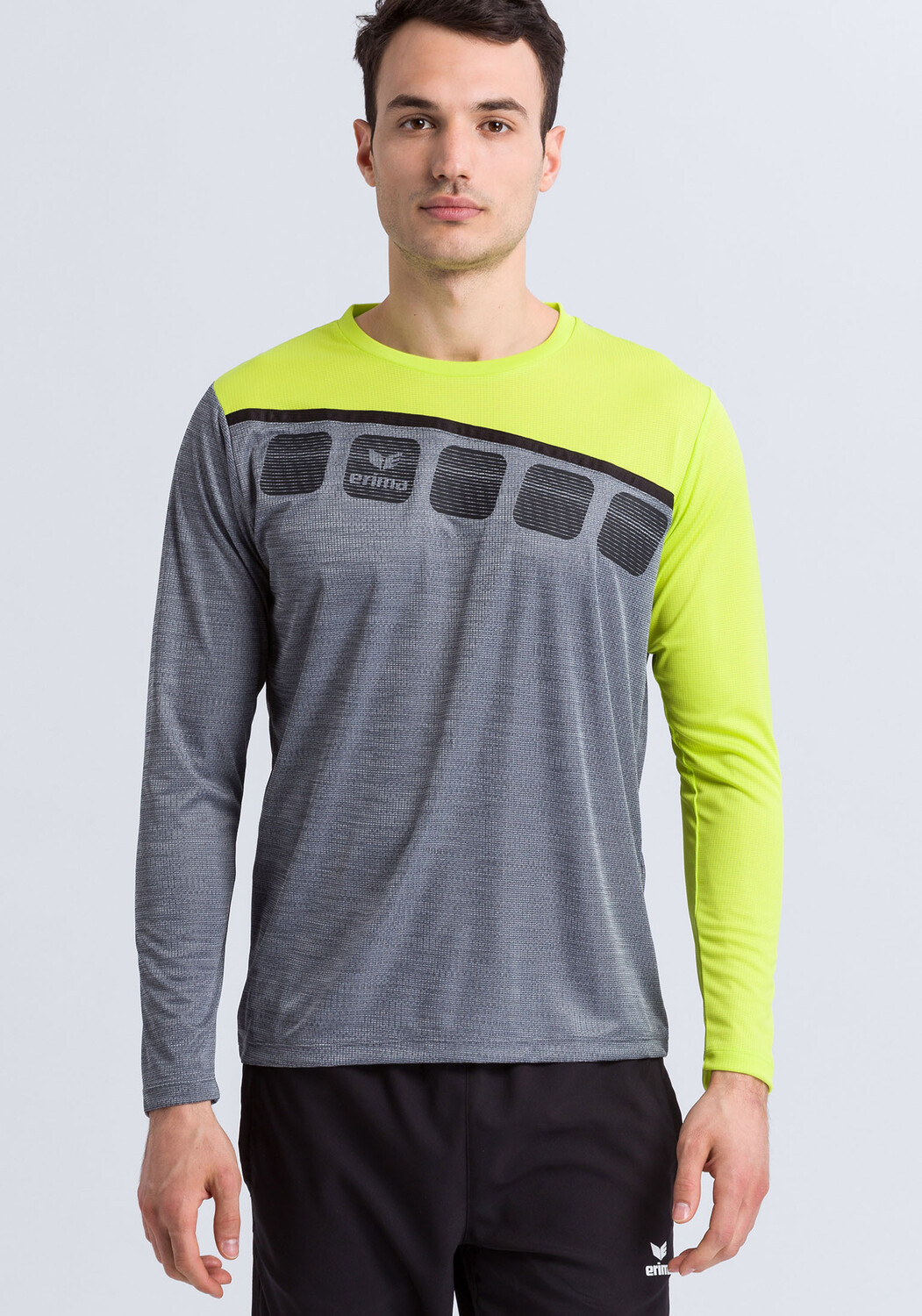 

Спортивная футболка erima 5 C Longsleeve, серый меланж/лаймовый/черный
