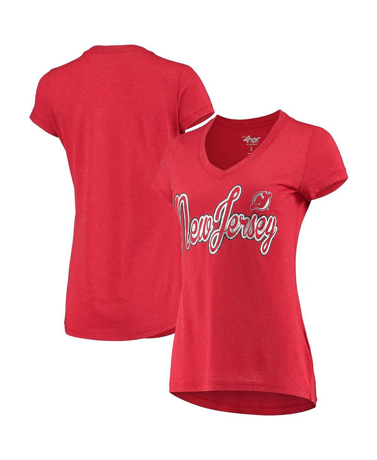 

Женская красная футболка New Jersey Devils Breakaway Sparkle Tri-Blend с v-образным вырезом G-III 4Her by Carl Banks, красный