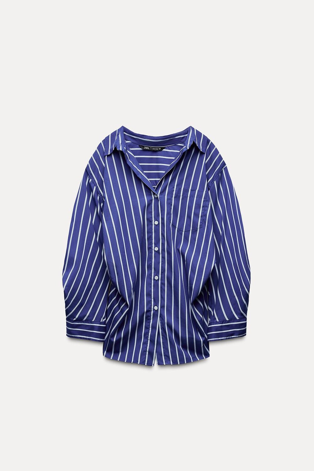 Полосатая рубашка с рукавами «летушка» ZARA, блюз