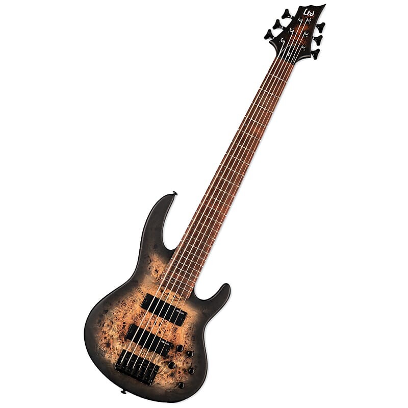 

Басс гитара ESP LTD D-6 6-String Poplar Burl Electric Bass – Black Natural Burst Satin