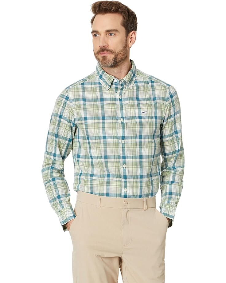 Рубашка Vineyard Vines Plaid Madras Whale Shirt, цвет Loden Frost Plaid