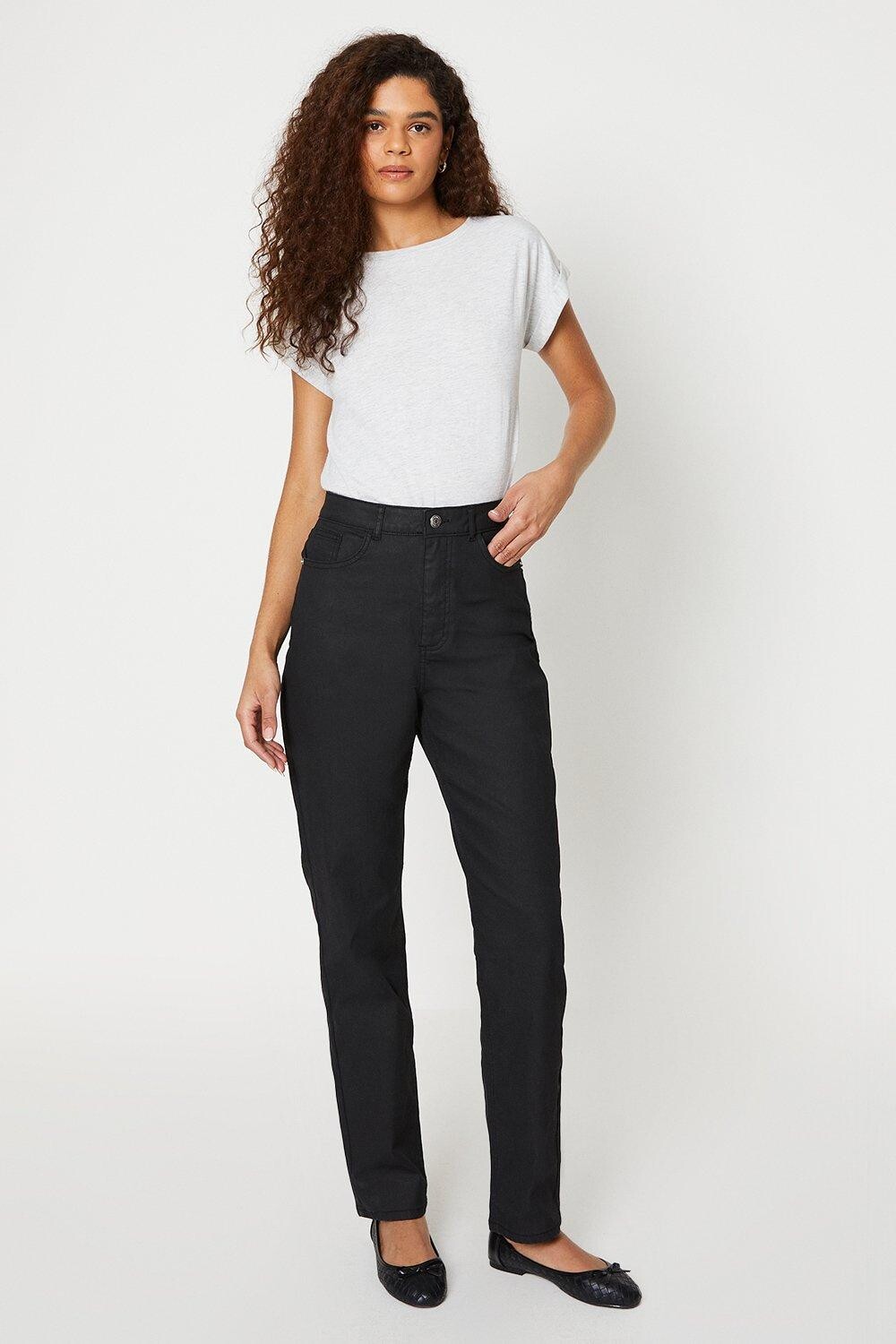 

Высокие прямые джинсы с покрытием Dorothy Perkins, черный