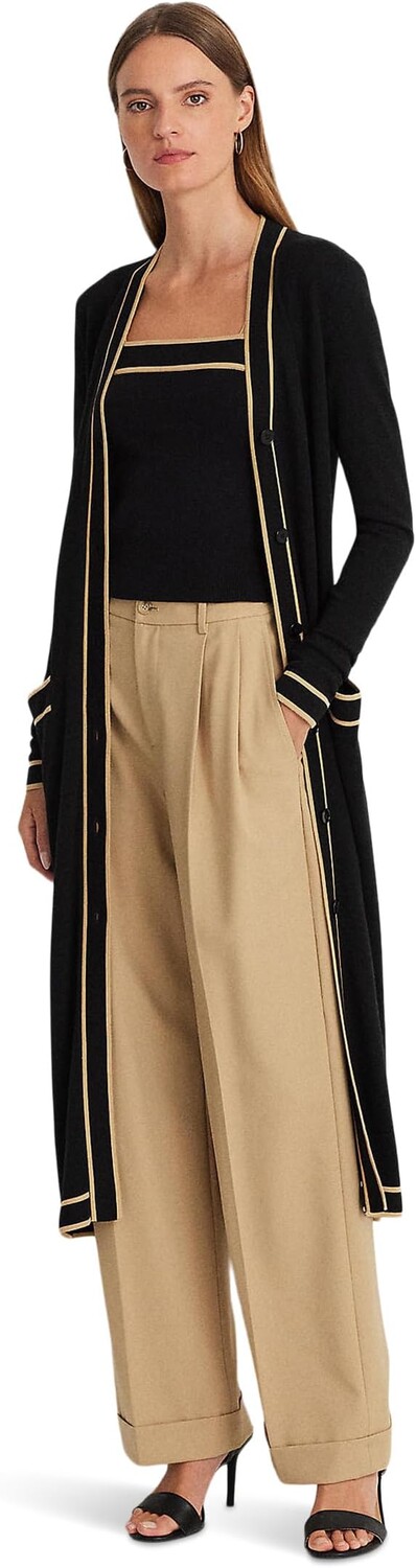 

Свитер Two-Tone Cotton-Blend Cardigan LAUREN Ralph Lauren, цвет Black/Birch Tan