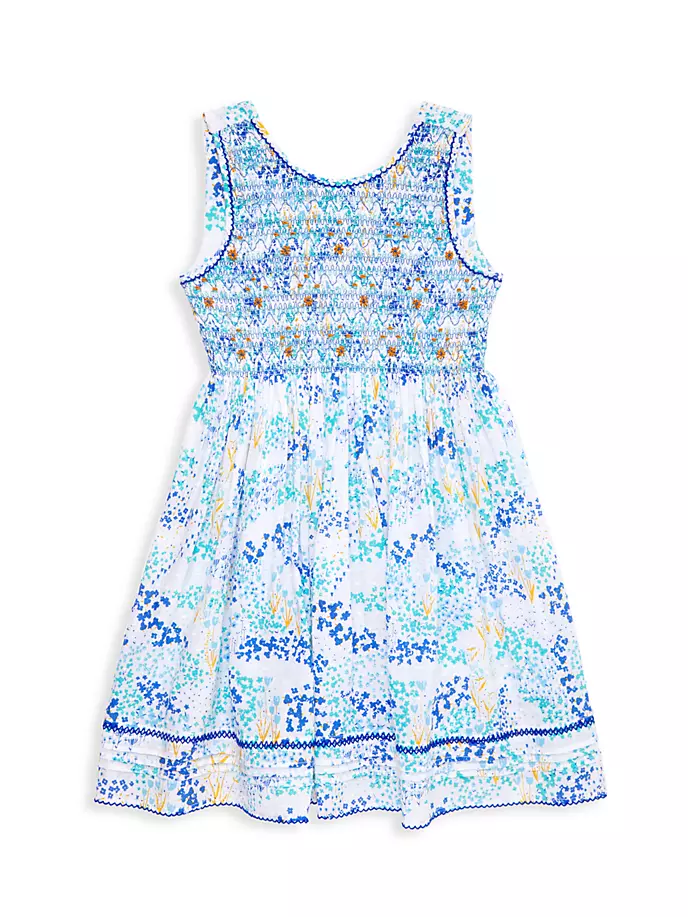 Мини-платье Amelie для маленьких девочек и девочек Poupette St Barth, цвет white blue tulipe