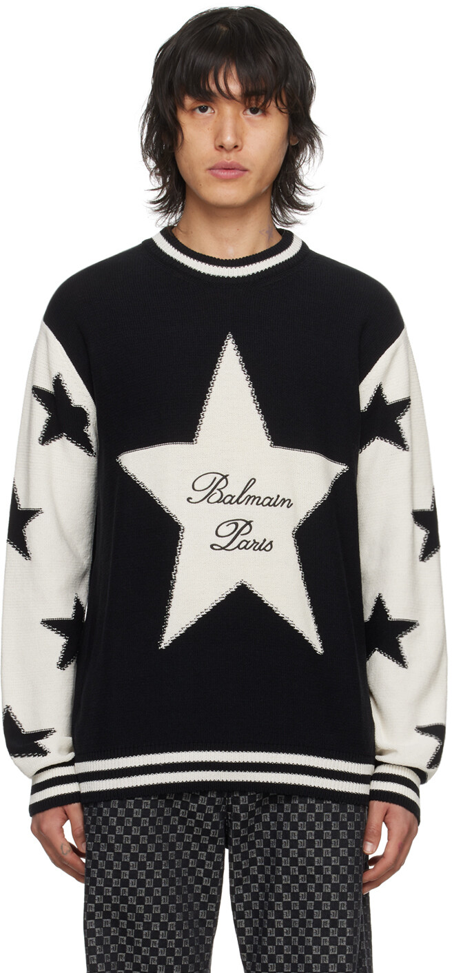 

Черно-белый жаккардовый свитер Balmain