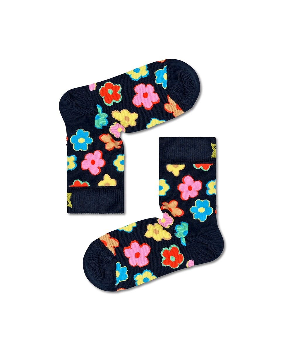 

Длинные детские носки с голубыми принтами и цветами Happy Socks, темно-синий