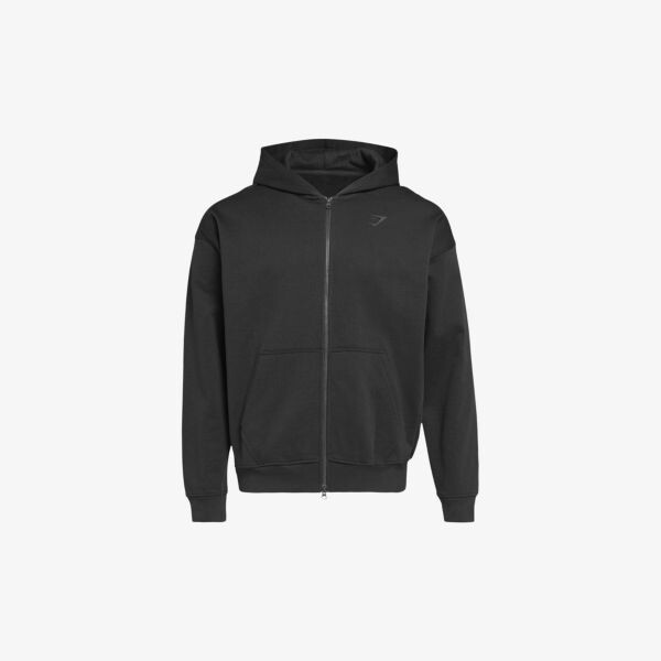 

Толстовка с капюшоном из хлопка на молнии Gymshark, черный