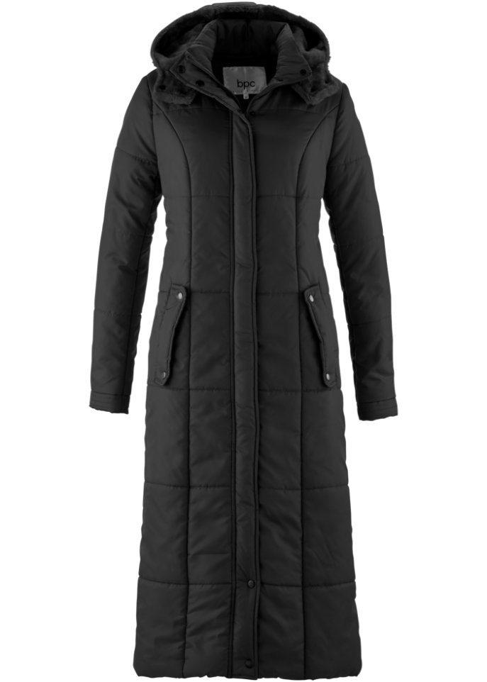 Пуховик длинный с капюшоном женский. Стеганое пальто Бонприкс. Bonprix длинное пальто. Бонприкс черное стеганое пальто. Bonprix стёганое пальто.