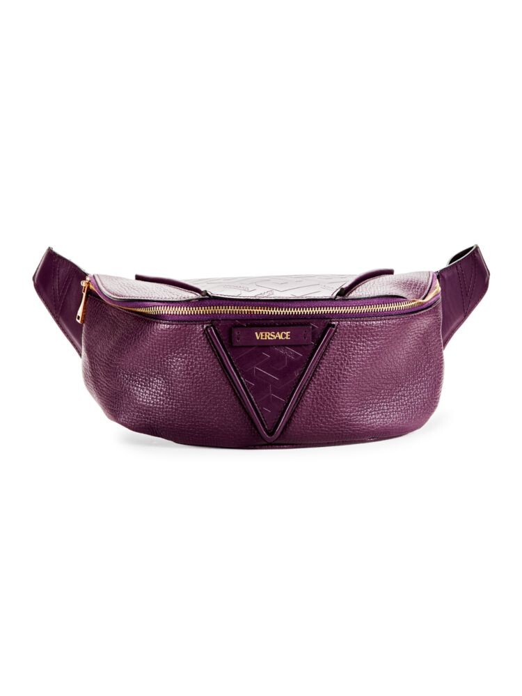 

Кожаная поясная сумка с логотипом Versace, цвет Dark Plum