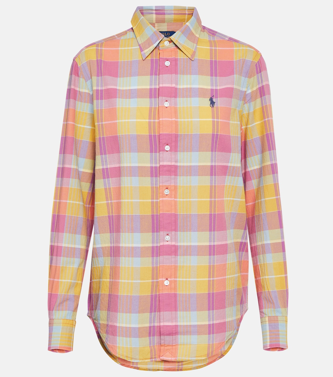 Хлопковая рубашка в клетку POLO RALPH LAUREN, разноцветный хлопковая футболка в полоску polo ralph lauren разноцветный