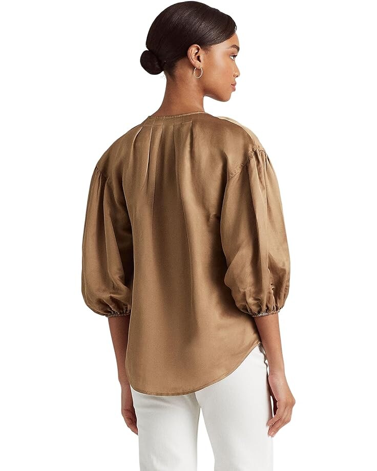 

Блуза LAUREN Ralph Lauren Shantung Blouson-Sleeve Blouse, цвет New Tan