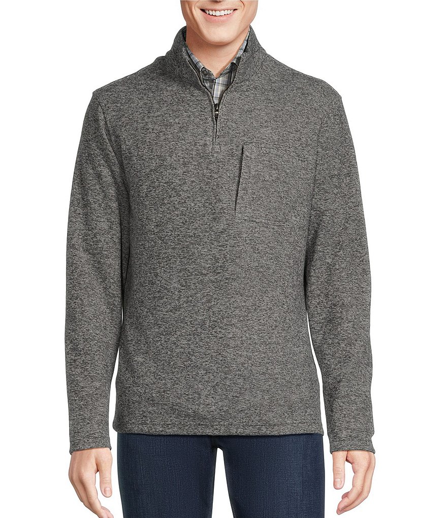 Свитер Cremieux Blue Label, флисовый пуловер с молнией в четверть, черный