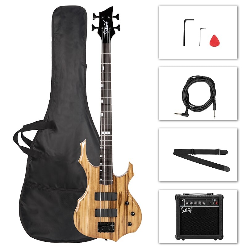 

Басс гитара Glarry Burning Fire Electric Bass Guitar HH Pickups w/ 20W Amplifier Burlywood