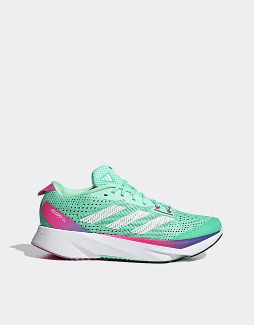 

Зеленые и розовые кроссовки adidas Running Adizero SL20