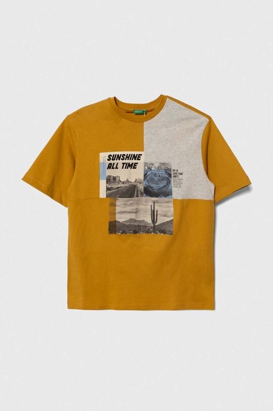 

Хлопковая футболка для детей United Colors of Benetton, желтый