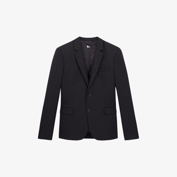

Однобортный шерстяной пиджак с зубчатыми лацканами The Kooples, черный