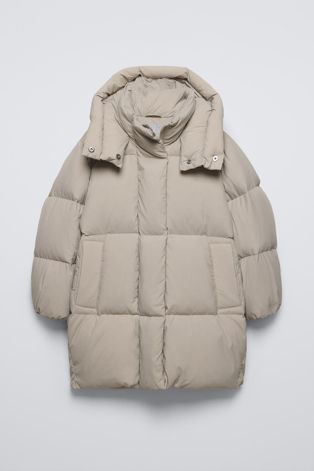 Длинная пуховая куртка ZARA, серый
