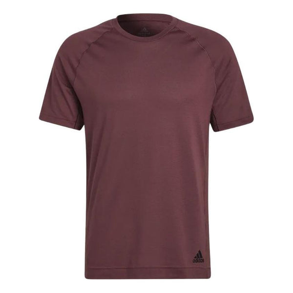 

Футболка Men's adidas Solid Color Small Alphabet Logo Printing Round Neck Short Sleeve Wine Red T-Shirt, красный