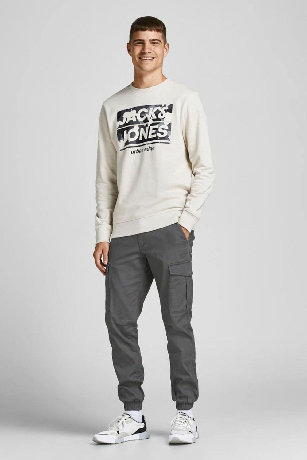 

Боевые брюки с облегающими штанинами с манжетами Jack & Jones, серый