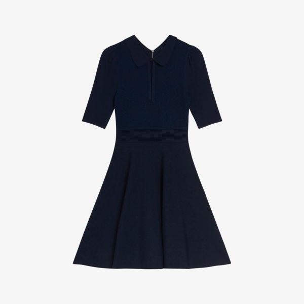 Трикотажное платье Hillder с кружевным лифом и завязками Ted Baker, темно-синий сорочка zoya с кружевным лифом темно бирюзовый xl