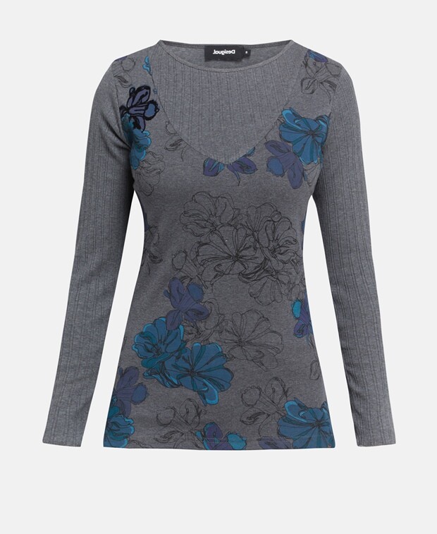 

Топ с длинными рукавами Desigual, светло-серый