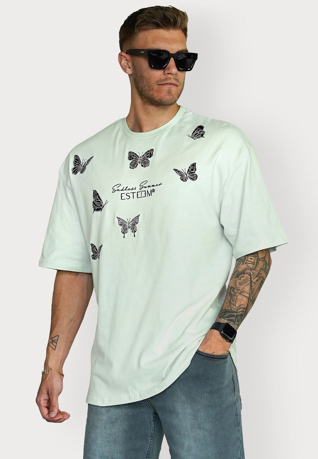 

Футболка с принтом BUTTERFLY LOGO OVERSIZED ESTEEM, цвет frostedmint
