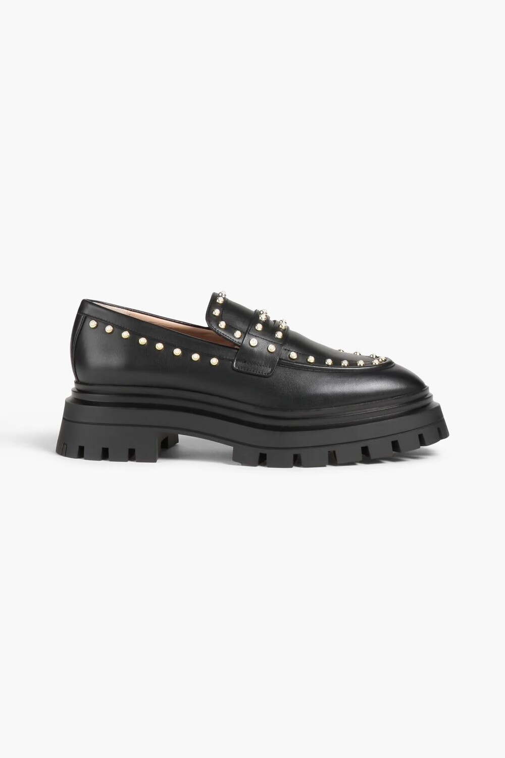 

Кожаные лоферы с бисером Stuart Weitzman, черный