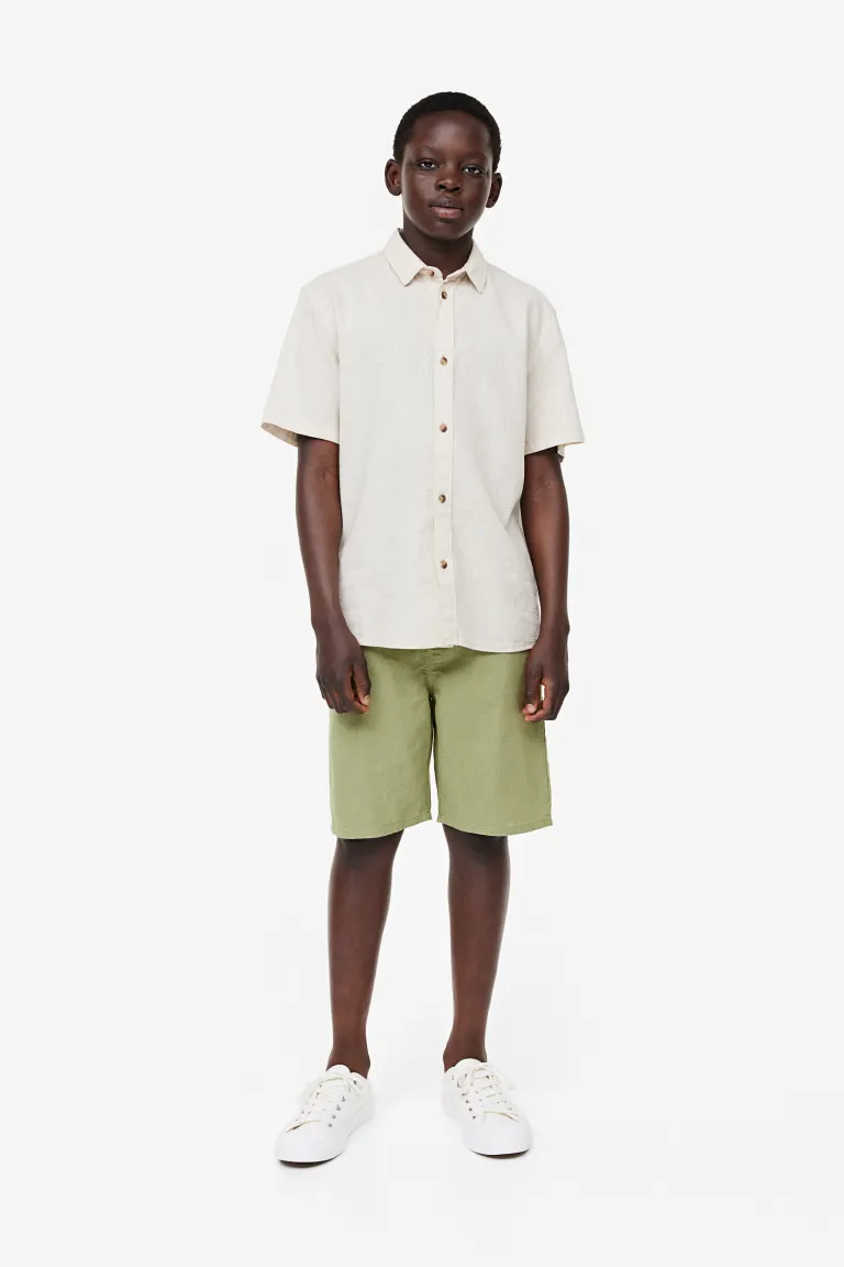 

Шорты из смесового льна H&M, зеленый