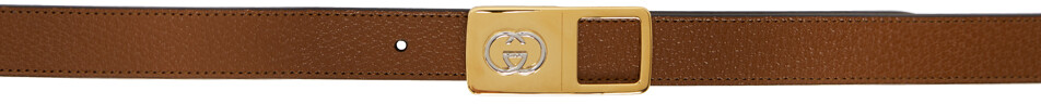 

Коричневый кожаный ремень G с переплетением Gucci