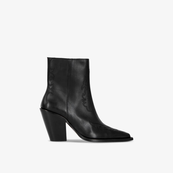 

Ботильоны на каблуке из кожи в стиле вестерн с вышивкой в тон The Kooples, черный