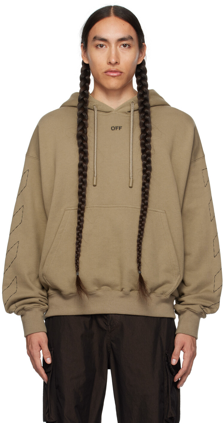 

Бежевый худи со строчкой Off-White