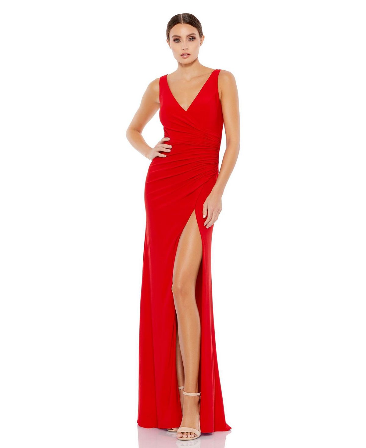 Женское платье с пайетками, украшенным подолом и поясом MAC DUGGAL, красный