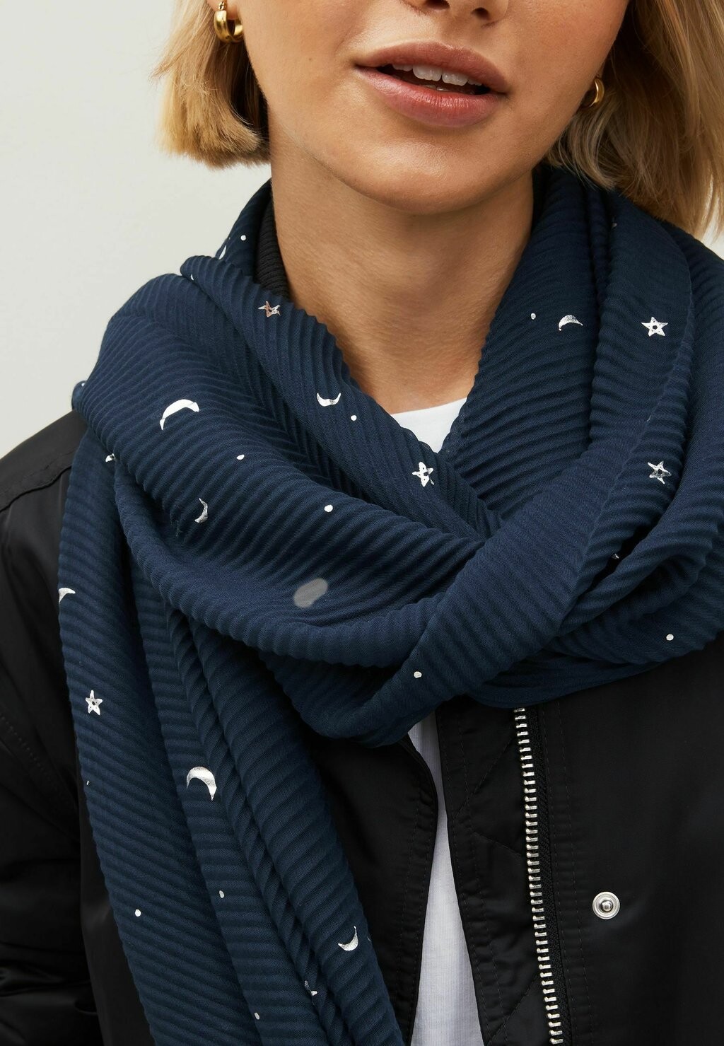 

Шарф Foil Moon And Star Plisse Midweight Next, цвет navy