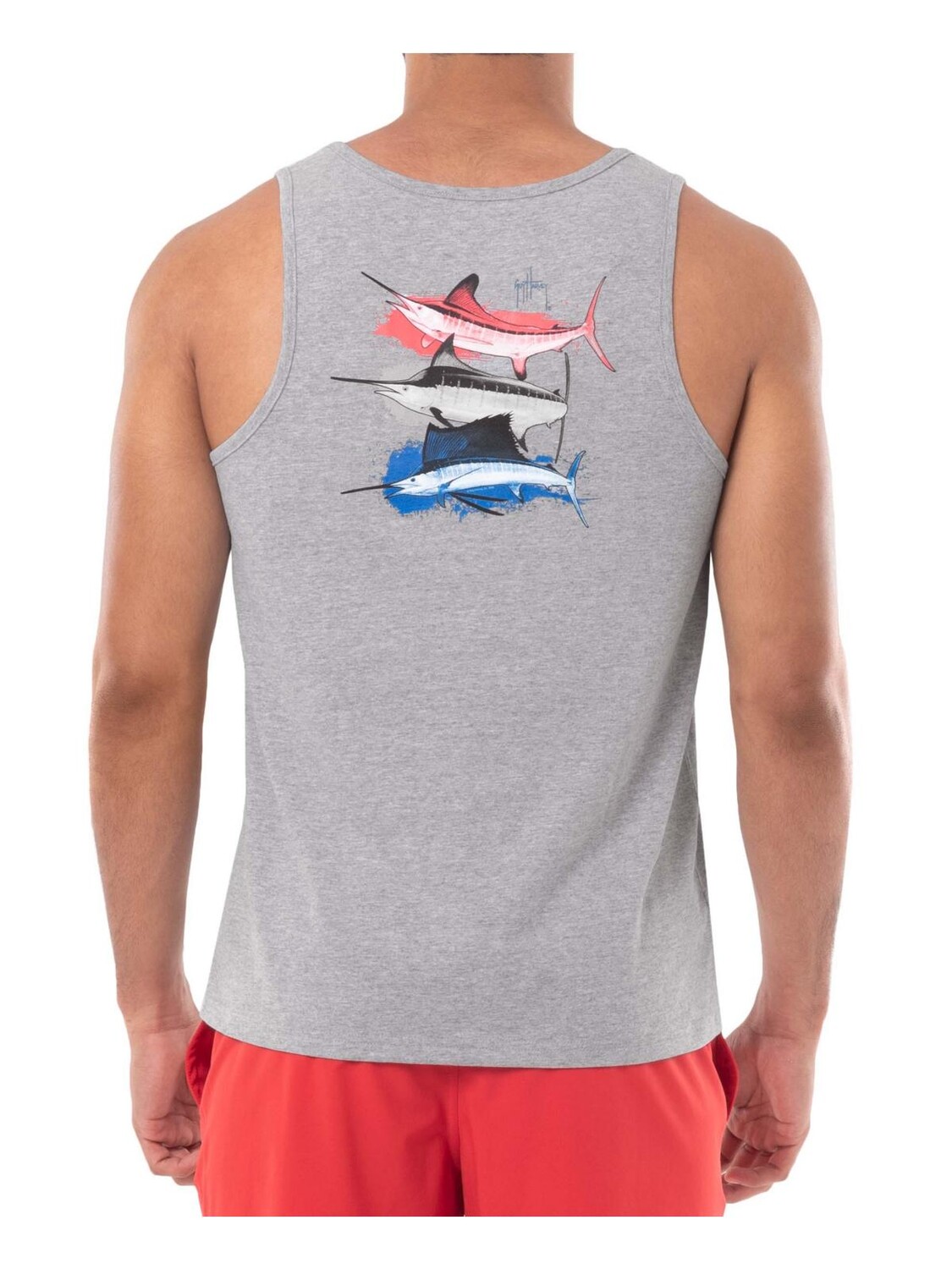 

Мужская хлопковая майка с рисунком Guy Harvey, цвет Sport Grey Heather