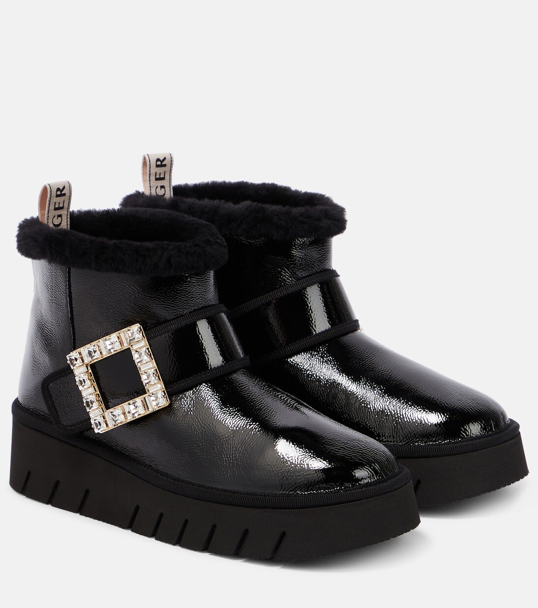 

Зимние кожаные ботинки viv' с отделкой из овчины Roger Vivier, черный