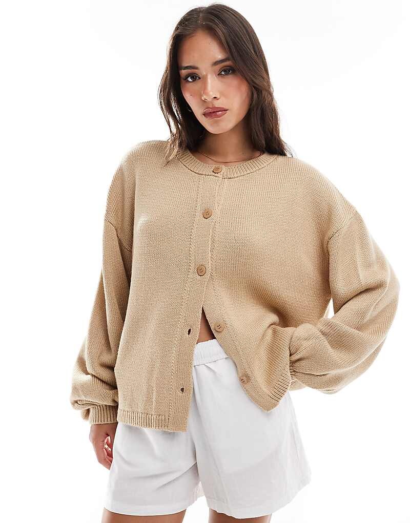

Коричневый вязаный кардиган оверсайз ASOS DESIGN