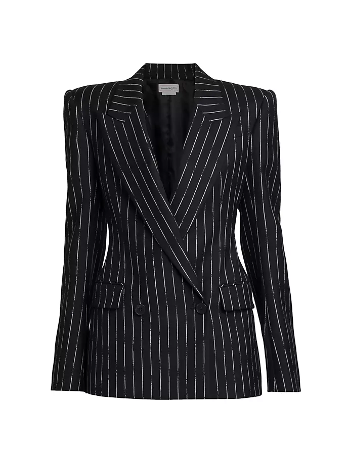 

Шерстяной пиджак в тонкую полоску Alexander Mcqueen, цвет black ivory