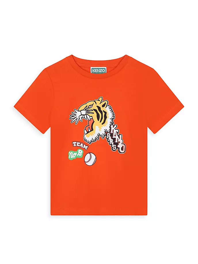 

Футболка с рисунком тигра для маленьких мальчиков и мальчиков Kenzo, цвет peach