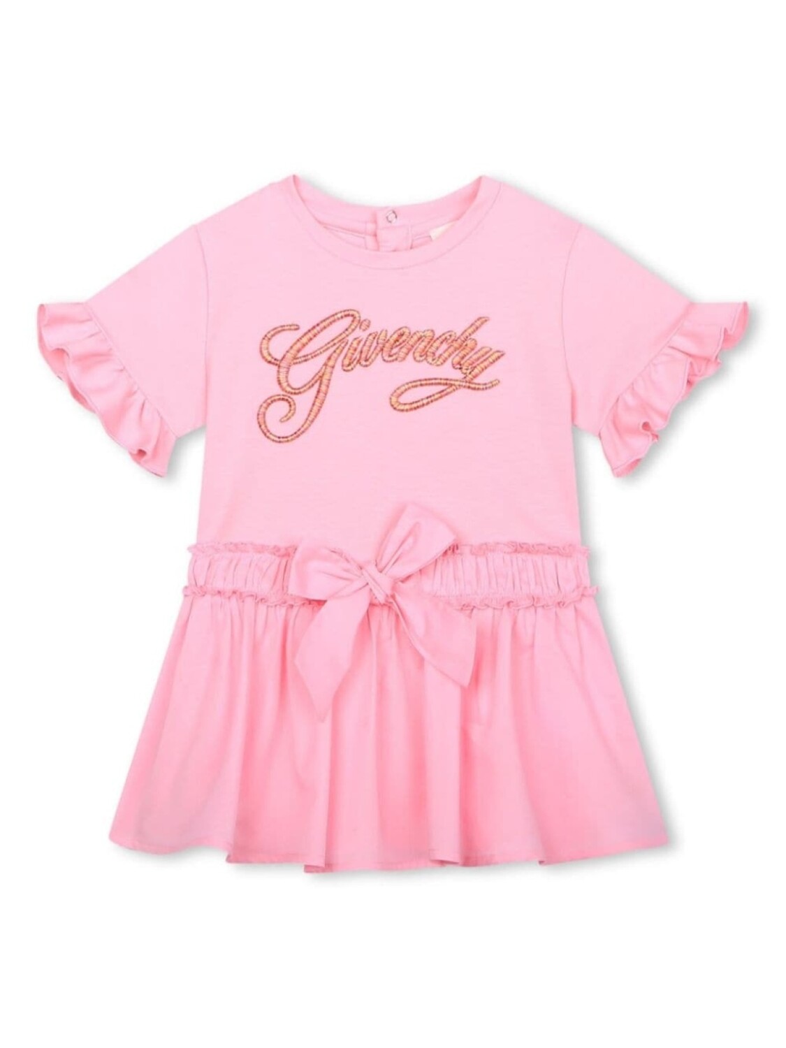 

Givenchy Kids расклешенное платье с вышитым логотипом, розовый