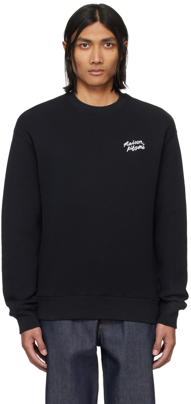

Черный свитшот с рукописным вводом Maison Kitsune