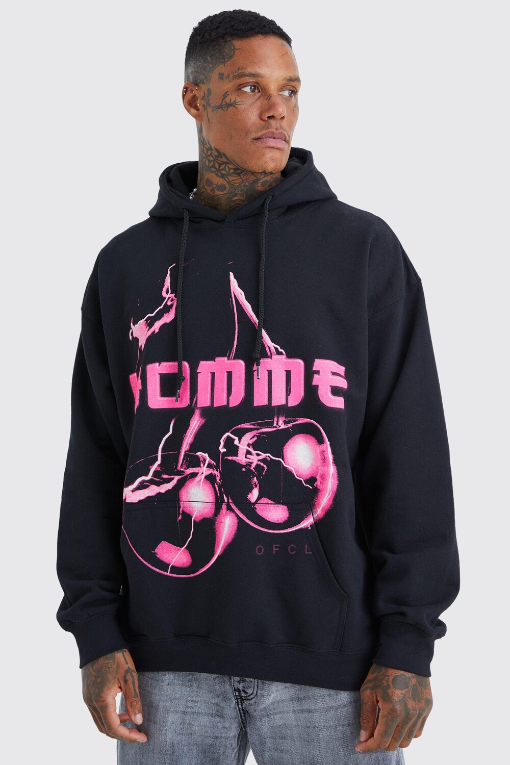 

Худи оверсайз homme вишневое Boohoo, черный