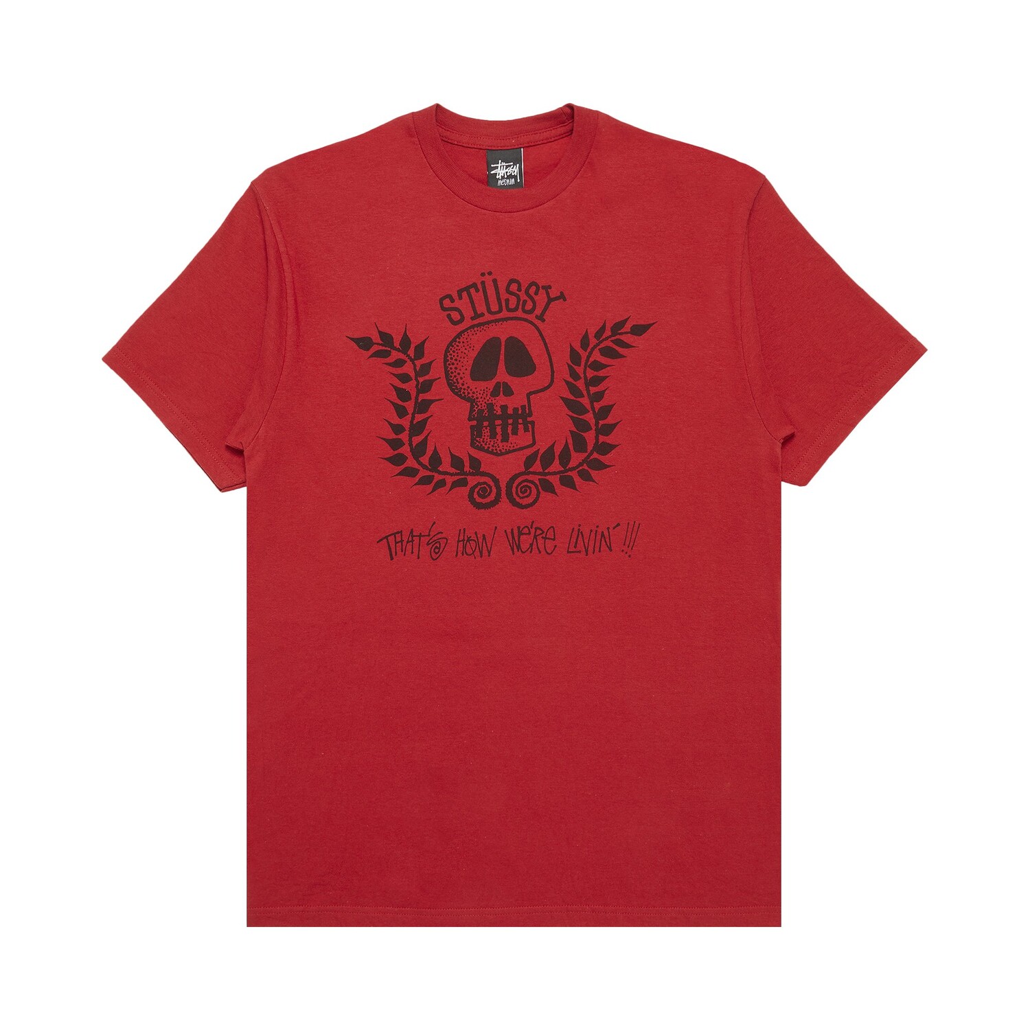 

Футболка Stussy Skull Wreat, красная, Красный