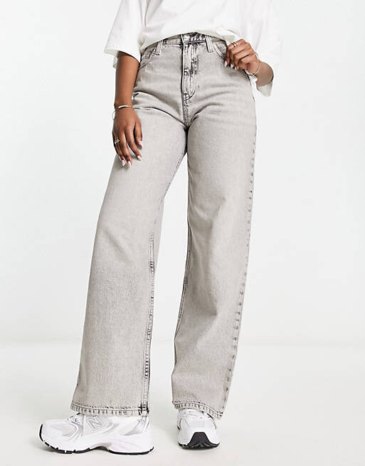 

Серые свободные джинсы с высокой посадкой Calvin Klein Jeans