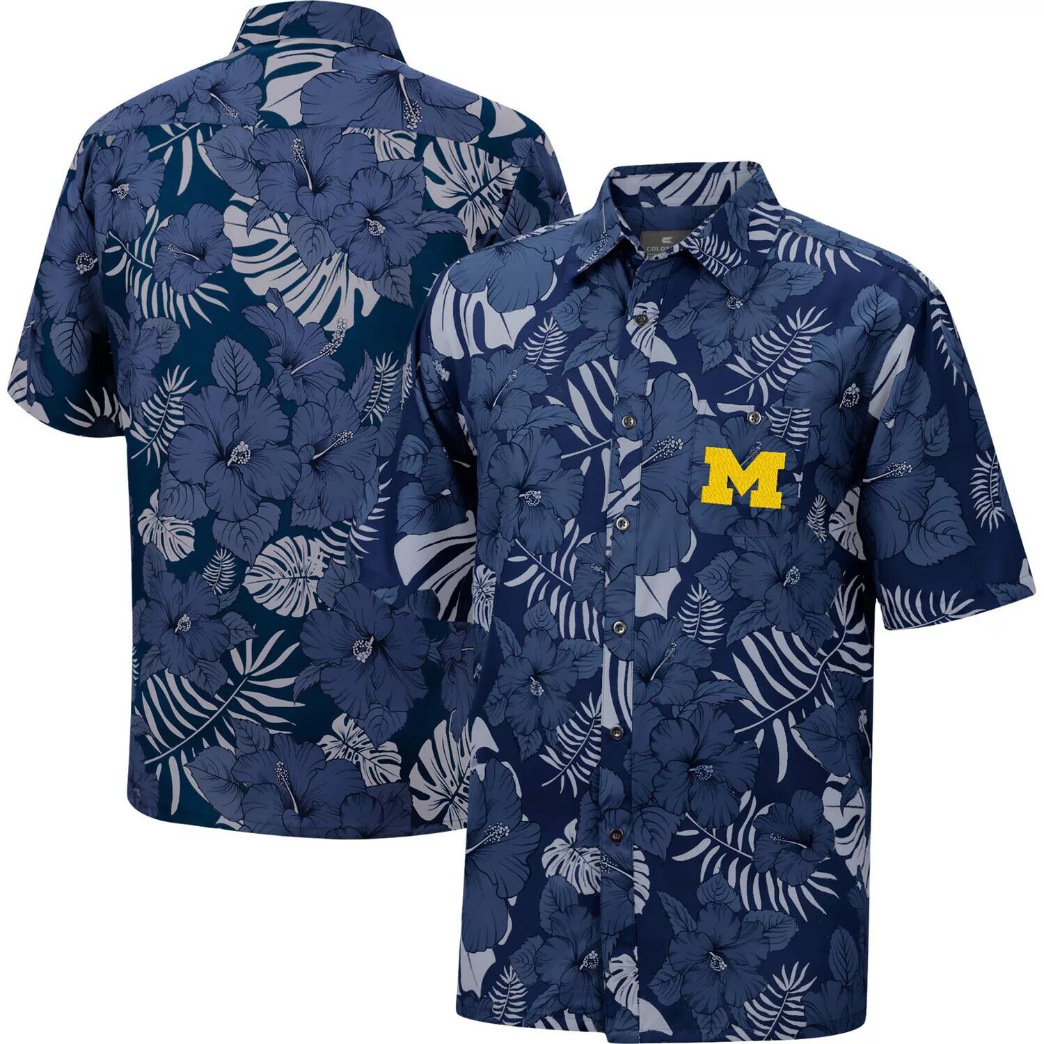 

Мужская рубашка на пуговицах Colosseum Navy Michigan Wolverines The Dude Camp