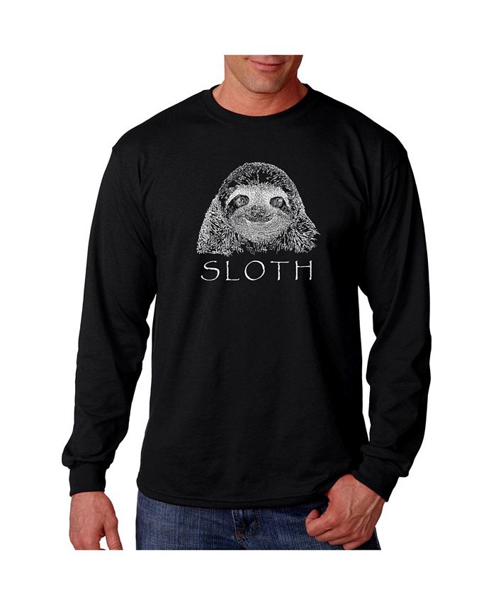 Мужская футболка с длинным рукавом Word Art – Ленивец LA Pop Art, черный внимание не для ленивцев