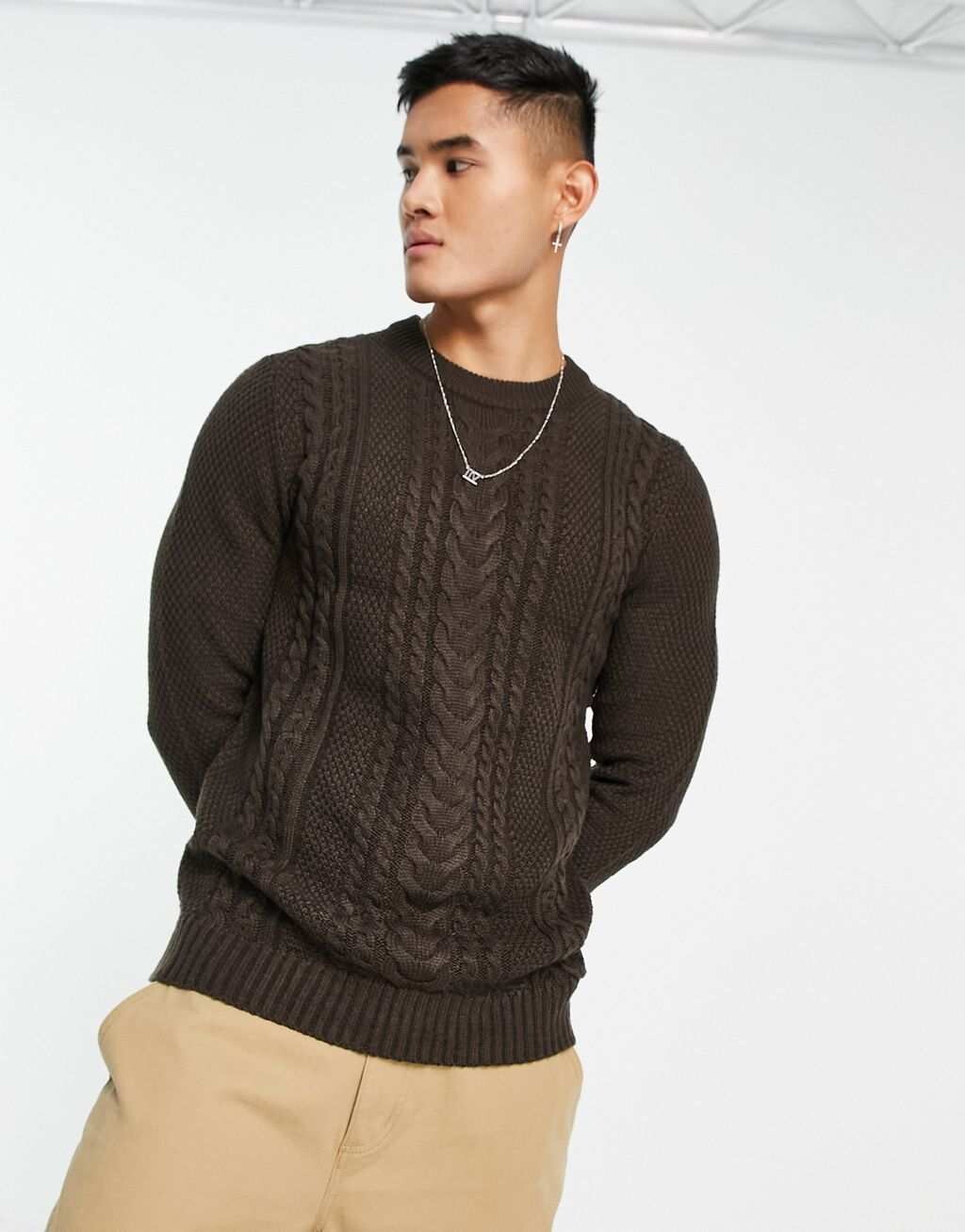 

Джемпер объемной вязки шоколадного цвета Jack & Jones Originals