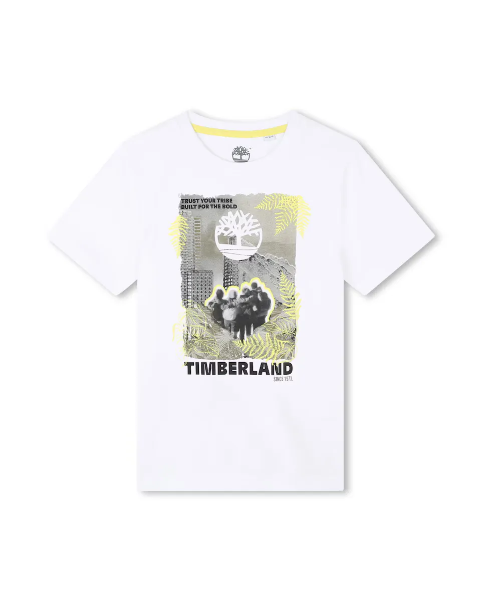 

Футболка для мальчика с короткими рукавами и рисунком спереди Timberland, белый