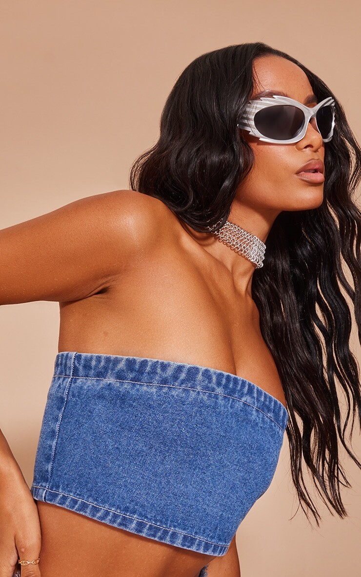

PrettyLittleThing Серебряные матовые солнцезащитные очки с козырьком в оправе Spikey