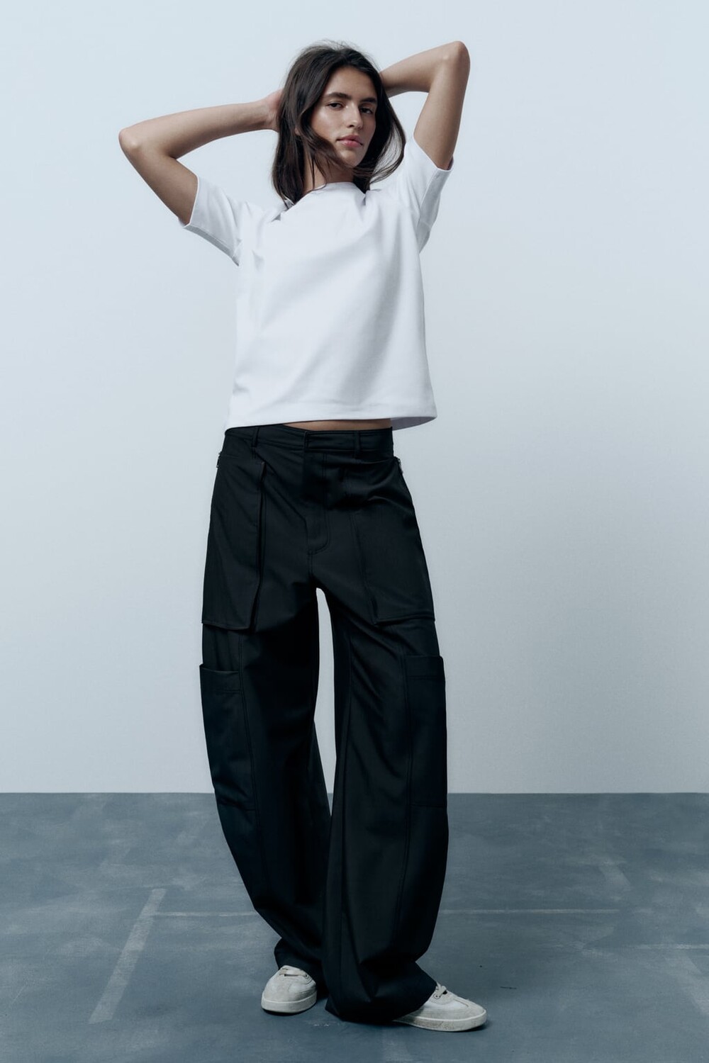 

Хлопковая футболка интерлок ZARA, белый