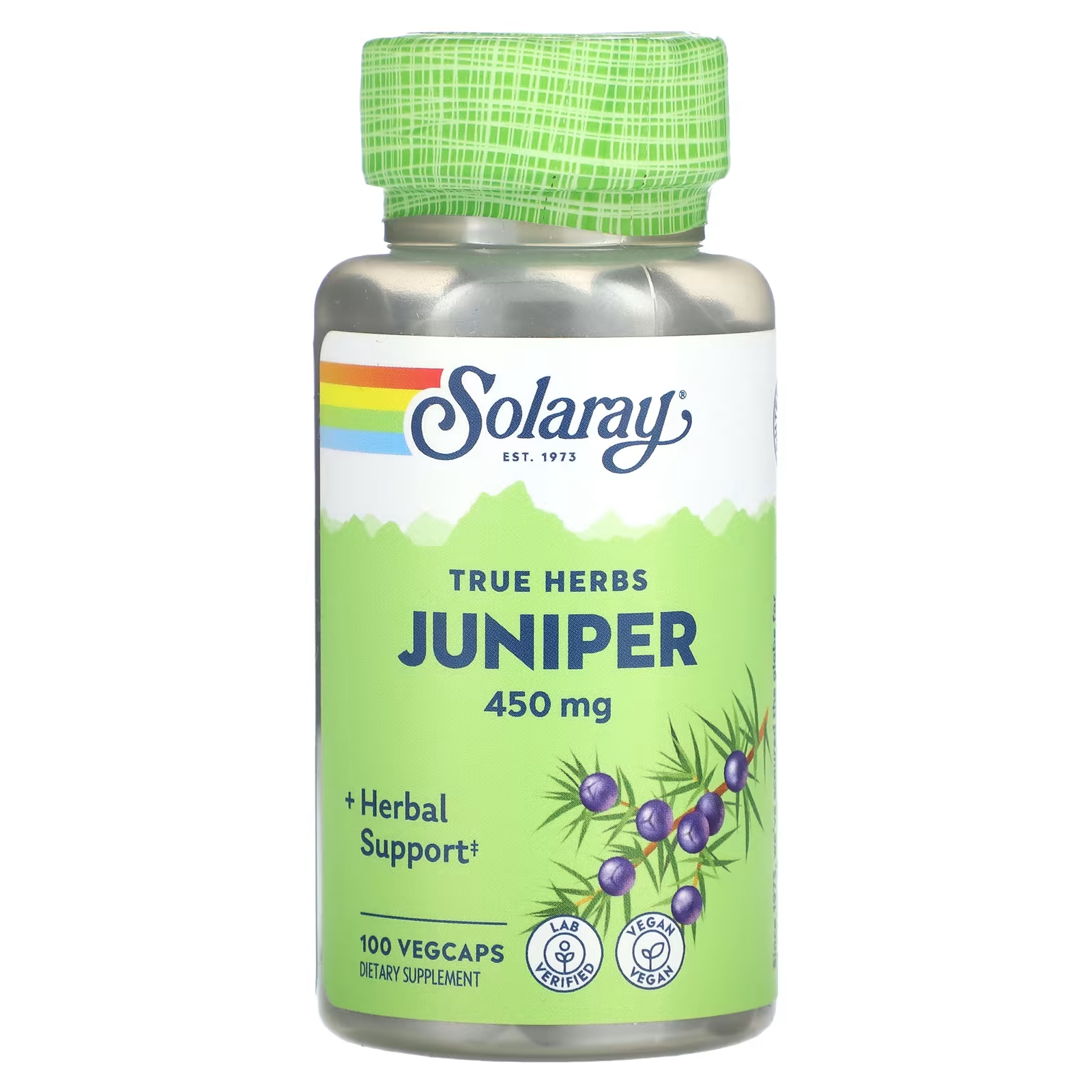 цена Solaray True Herbs Можжевельник 450 мг 100 растительных капсул